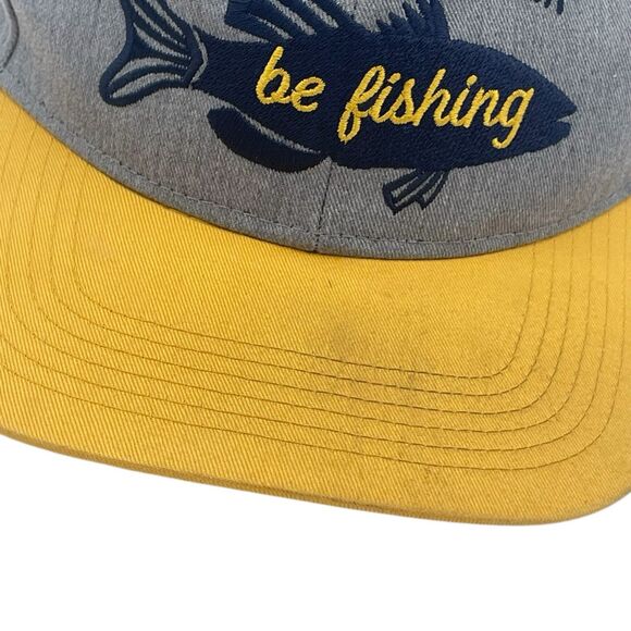 Bass Pro Shops Hat Kids Gray Yellow “I Would Rather Be Fishing” Cap - Picture 2 of 7